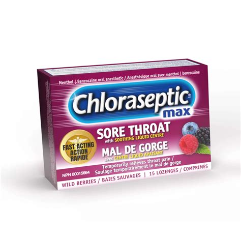 Chloraseptic Max Sore Throat Lozenges - Wild Berry Flavor, 15 Count for