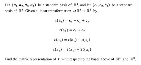 Solved Let A A A A Be A Standard Basis Of R And Let