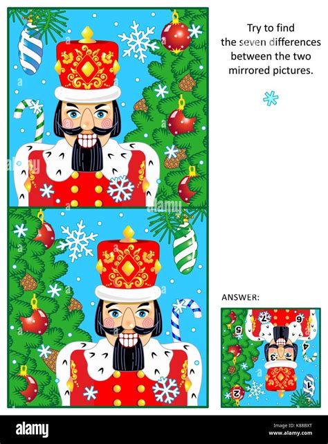 New Year Or Christmas Visual Puzzle Find The Seven Differences Between