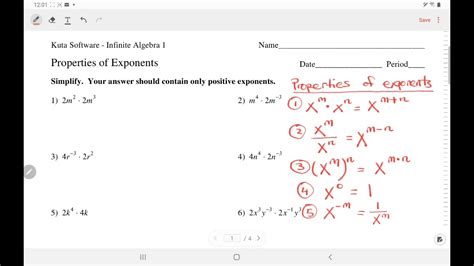 Kuta Software Algebra 1 Properties Of Exponents Part 1 IngWan