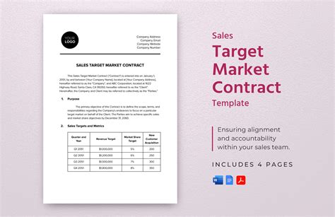 Sales Target Market Contract Template in PDF, Word, Google Docs ...