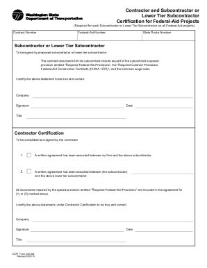 Fillable Online Wsdot Wa Dot Form Contractor And Subcontractor