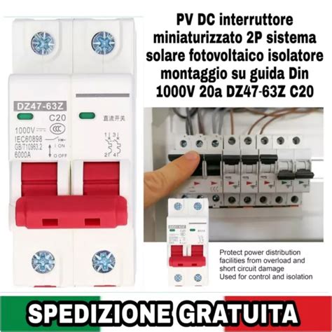 PV DC INTERRUTTORE Miniaturizzato 2P Sistema Solare Fotovoltaico