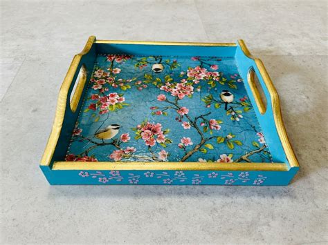 Tray Chinoiserie Birds Ready To Ship Breakfast In Bed Tray Etsy