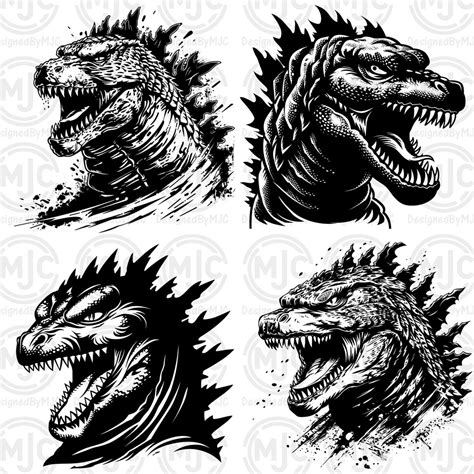 Godzilla Svg Clipart Svg And Png Files Godzilla Graphics Digital Clip