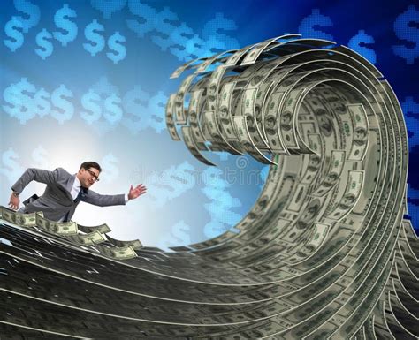 Businessman Swimming In The Sea Of Dollar Money Stock Photo Image Of