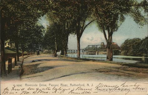 Riverside Drive Passaic River Rutherford Nj Postcard