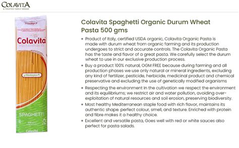 Colavita Spaghetti Organic Pasta 500 G Amazon In Grocery Gourmet