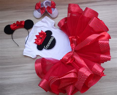 Rojo y negro Minnie Mouse traje de tutú bebé niña Minnie Etsy