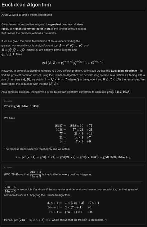 Euclidean Algorithm | Maths Formula Book