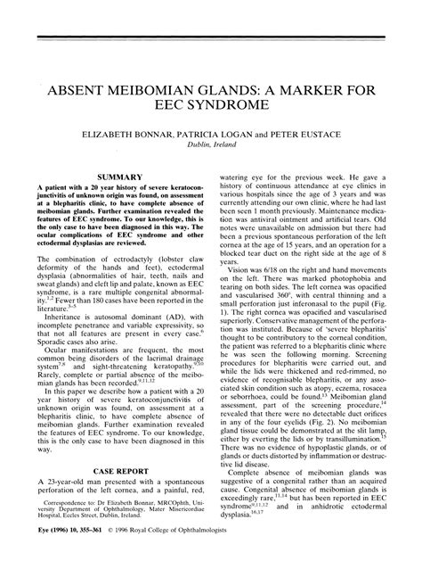 Absent Meibomian Glands A Marker For Eecsyndrome Docslib