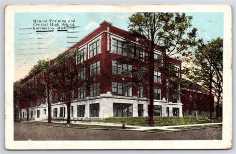 Vintage Postcard 1921 Manual Training And Central High School Kalamazoo