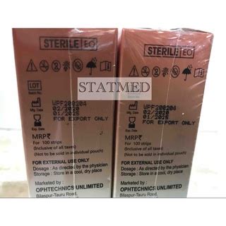 Fluorescein Sodium Ophthalmic Strips USP OPTIGLO 100 STRIPS EXP. DATE ...