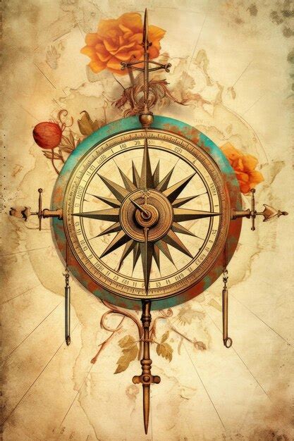 Premium Ai Image Vintage Compass Pointing North With Arrows Created