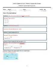 Lab Answer Template Pdf Answer Template For Lab Model Of A Spring