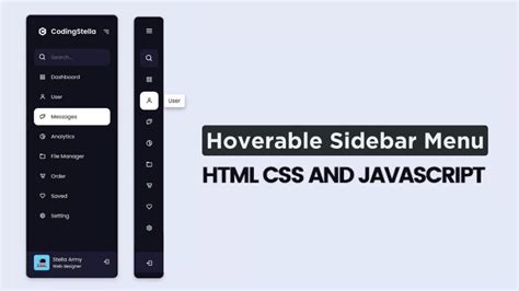 How To Make Hoverable Sidebar Menu Using HTML CSS JavaScript Coding