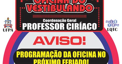 Oficina Do Vestibulando Aviso Programa O Da Oficina No Pr Ximo