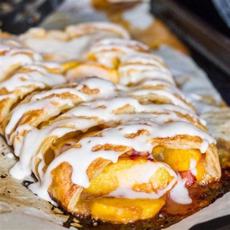 Easy Fresh Peach Strudel Puff Pastry Wrapped Around A Fresh Peach