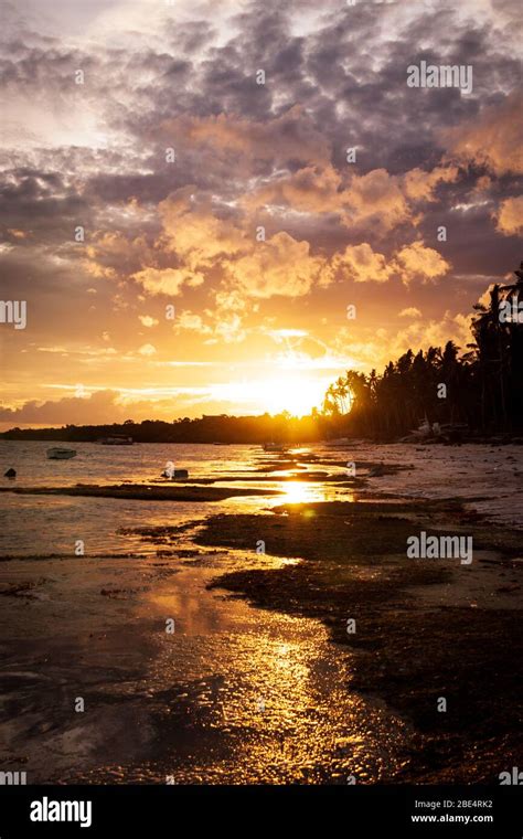 Beautiful sunset at a beach in Bohol Island, Phillippines Stock Photo ...