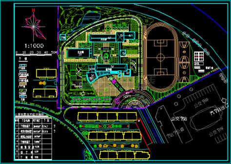 某小学建筑设计cad施工规划平面图高等学校土木在线