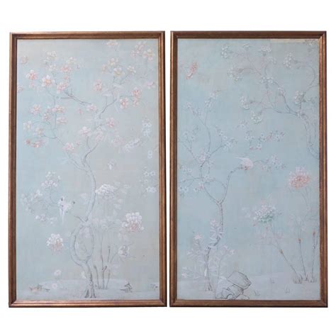 Pair of Chinoiserie Wallpaper Panels at 1stdibs