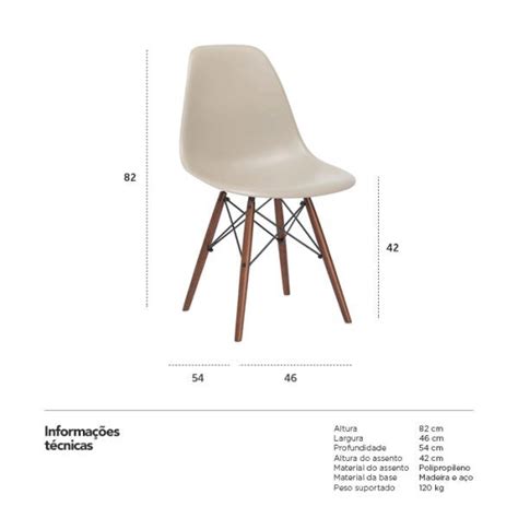 Kit 2 Cadeiras Charles Eames Eiffel Dsw Nude Madeira Escura MadeiraMadeira