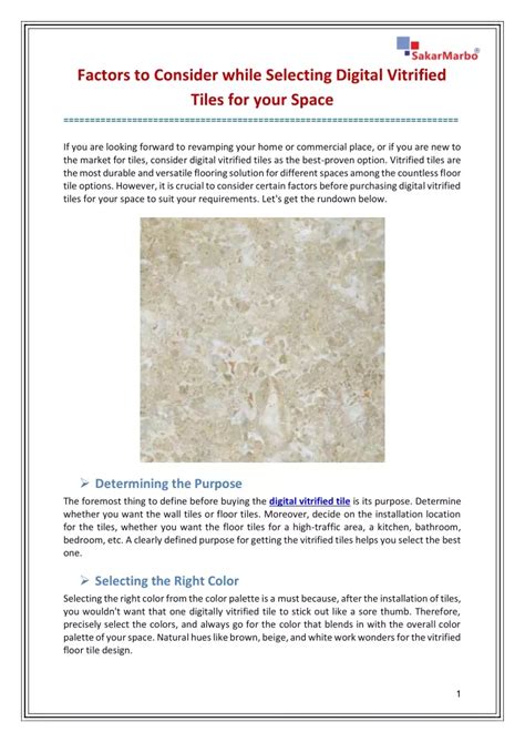 Ppt Factors To Consider While Selecting Digital Vitrified Tiles For