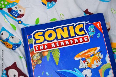 Comic book of Sonic The Hedgehog laying on a sheet Stock Photo | Adobe ...