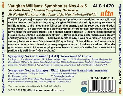 Vaughan Williams: Symphonies Nos.4 & 5 – Alto CD