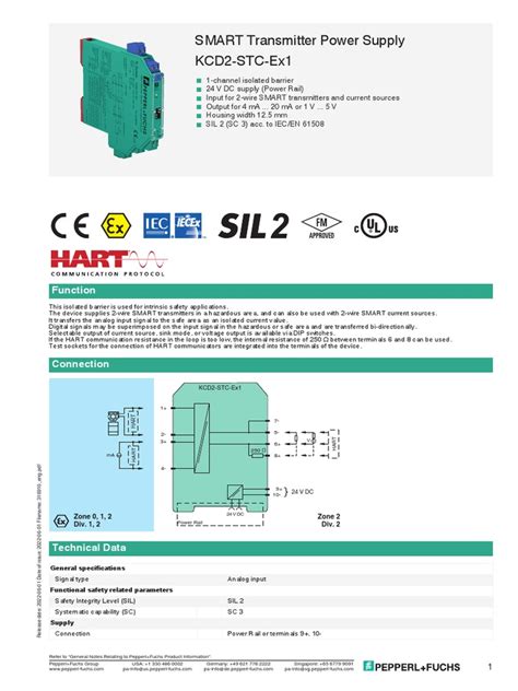 SMART Transmitter Power Supply KCD2-STC-Ex1: Function | PDF | Power ...