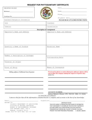 Fillable Online Agr State Il Phytosanitary Request 2004 Request Form