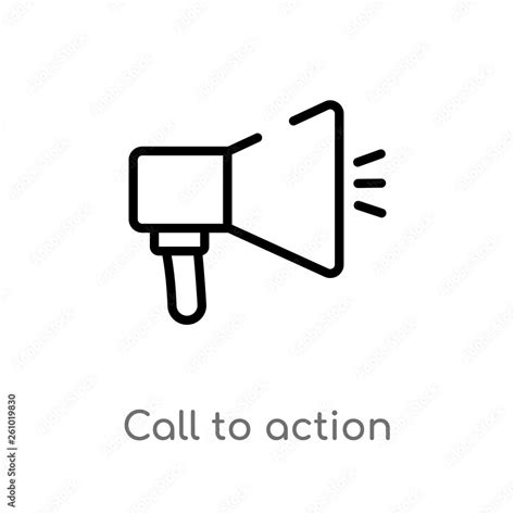 Outline Call To Action Vector Icon Isolated Black Simple Line Element