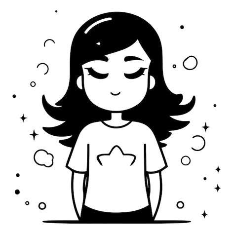 Premium Vector Cute Girl With Long Hair And Eyes Closed Vector