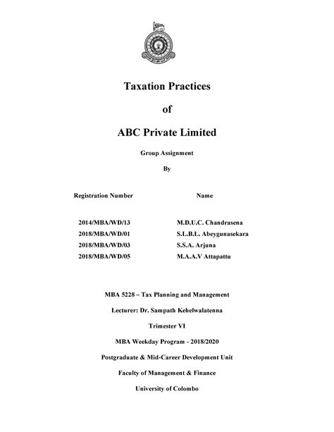 Taxation Practices Of Abc Private Limited Taxation Practices Of Abc