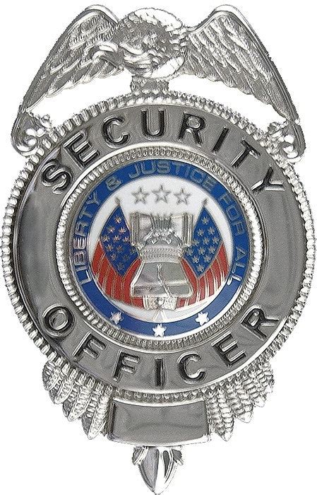 Silver Security Officer Liberty And Justice Pin On Badge Galaxy Army Navy