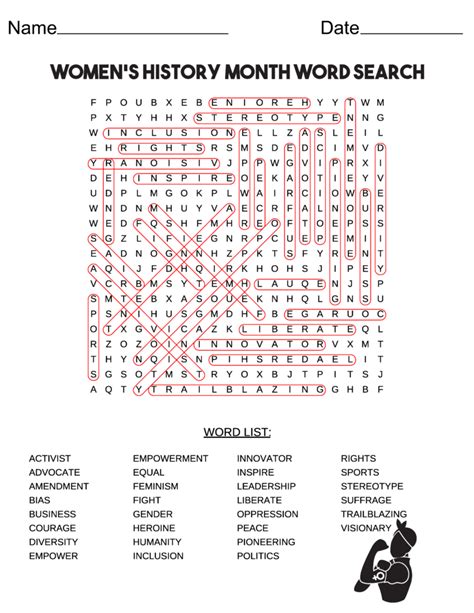 Women S History Month Word Search Free Printable PDF