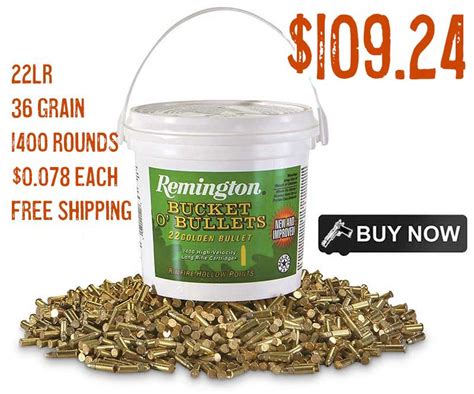 Remington Ammo 22LR Golden Bullet 36Gr 1400 Round Bucket $109.24