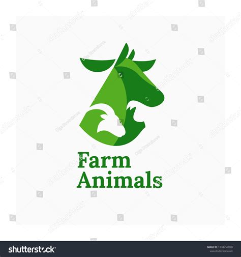 Farm Animals Logo Illustration Cow Pig Stock Vector Royalty Free