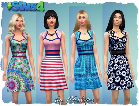 Summer Dress For A Stroll Around Town By Chalipo Sims 4 Female Clothes