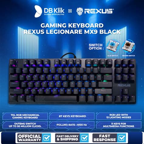 Jual Keyboard Gaming Rexus Mecha Legionare MX9 TKL RGB BLACK Rexus