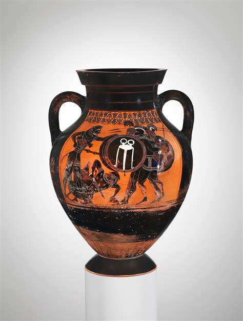 Attributed To A Painter Of Group E Terracotta Amphora Jar Greek