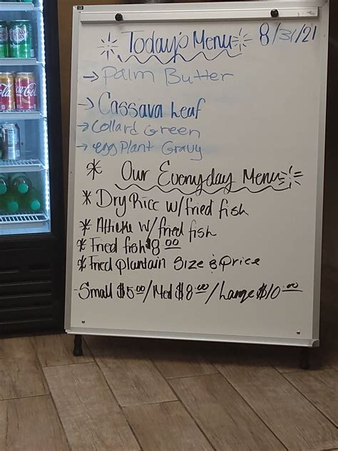 Menu at Authentic Liberian Cuisine restaurant, Phoenix