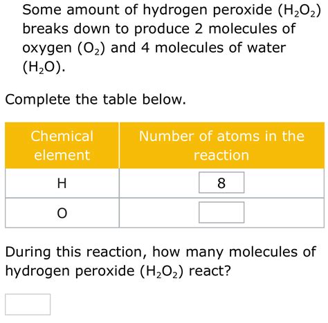 Solved Some Amount Of Hydrogen Peroxide H O Breaks Down To