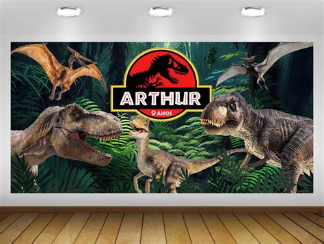 Painel Jurassic Park Dinossauros 2x1m Impressão Lona Elo7