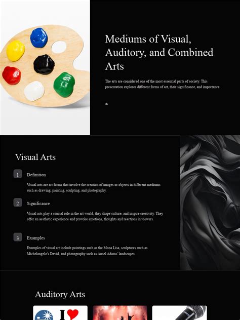 mediums  visual auditory  combined arts   arts experience