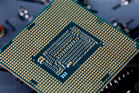 back side of modern lga 1151v2 central processor unit - closeup ...