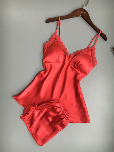 Sexy Women Fashion Lace Satin Pijama Sexy Lingerie Camisole Short Set Ebay