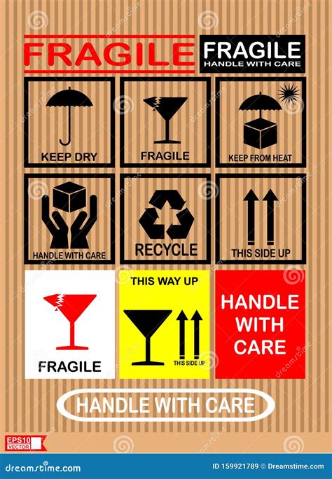 Fragile And Handle With Care Sticker Label Stock Illustration