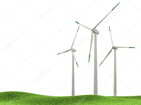 Wind Turbines Isolated On White Background ⬇ Stock Photo Image By