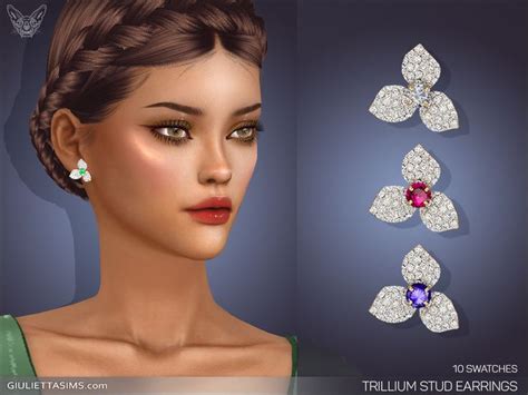 Trillium Stud Earrings For Sims 4